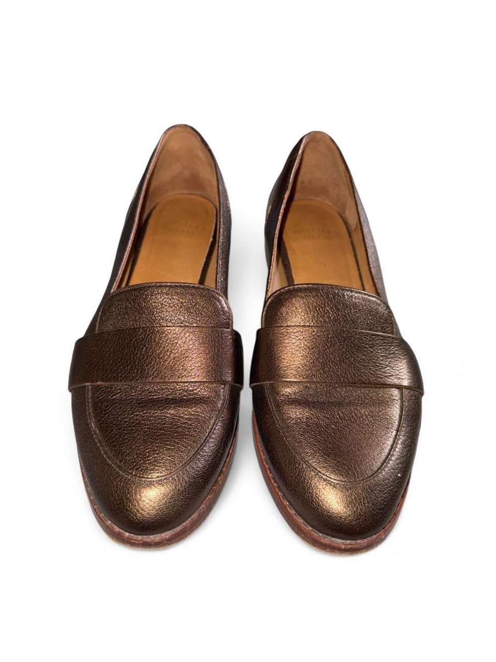 Sezane Metallic Bronze Penny Loafers